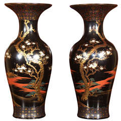 Japanese Lac Burgauté Porcelain Vases