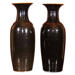 Chinese Mirror Black Porcelain Vases
