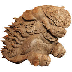 Large Japanese Lion Dog Architectural Carving
