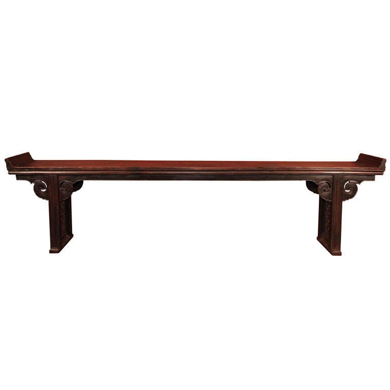 Exceptionally Long Chinese Elm Wood Altar Table For Sale