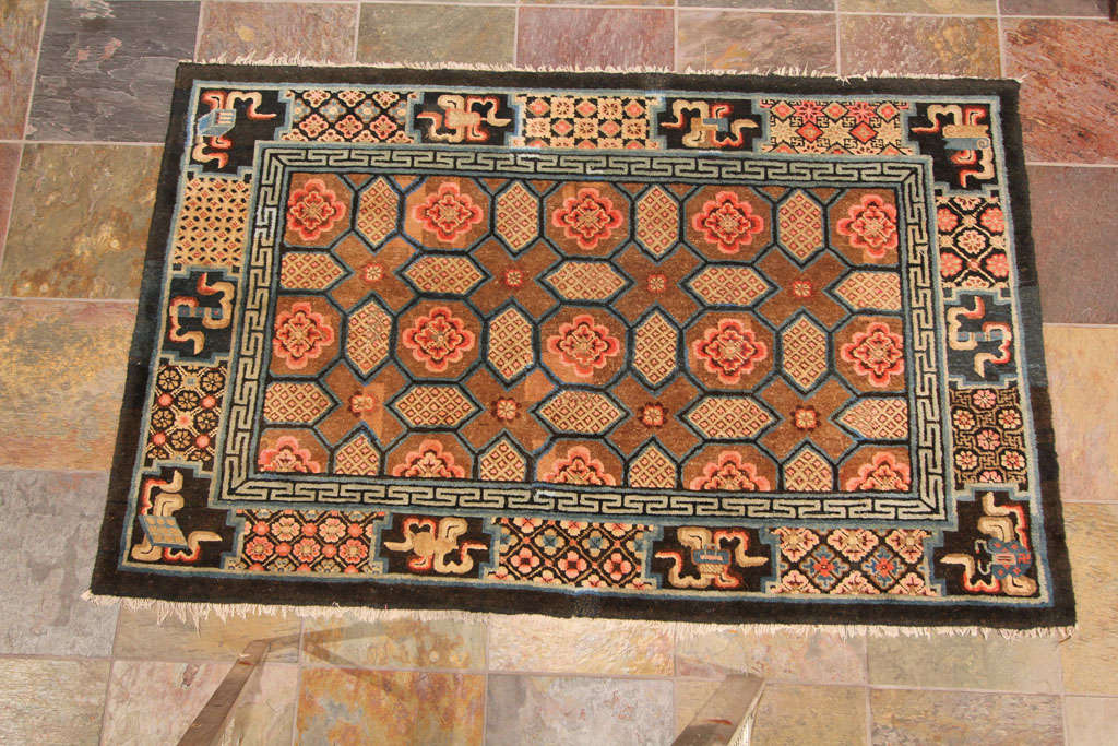 Antique Chinese Mongolian Wood Carpet