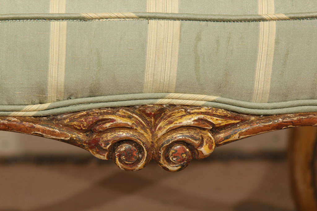 19th Century Italian painted and gilded footstool For Sale