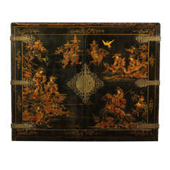 Antique chinese lacquer cabinet on stand