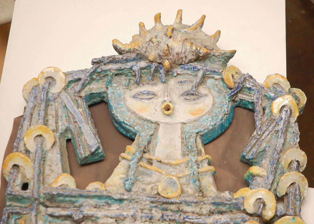 Monumental Ugo Lucerni ceramic wall planter, fountain, signed