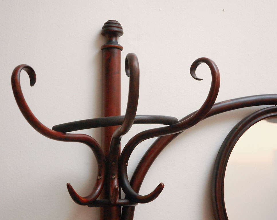 Thonet Coat Rack/stand / Hall Tree And Mirror In Bentwood at 1stdibs