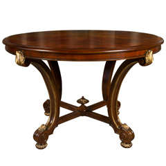 Round  Center  Hall Table With Inlaid Top