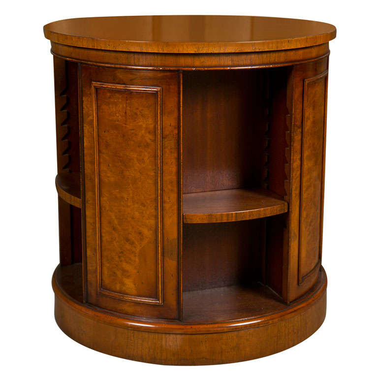 Burled Elm Revolving Low Bookcase For Sale