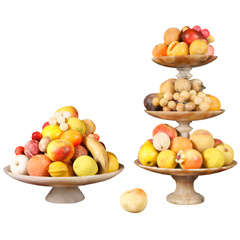 A Fine Collection of Carved & Painted Marble Fruit with Compotes