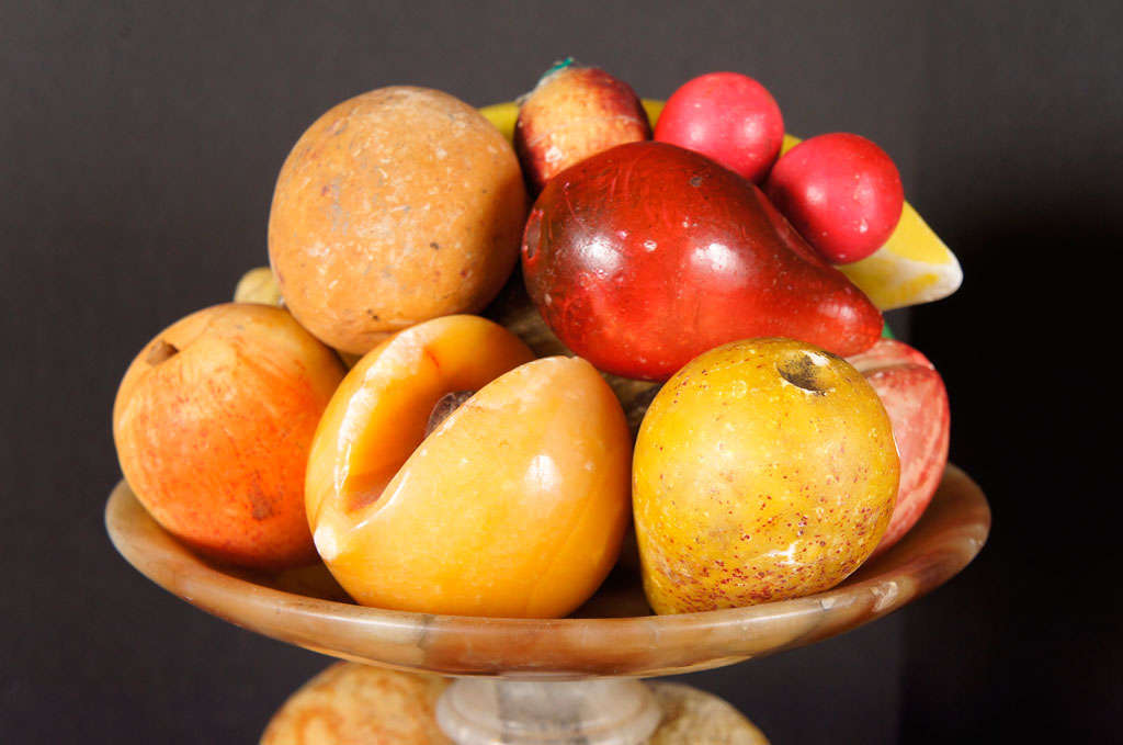 A Fine Collection of Carved & Painted Marble Fruit with Compotes 1