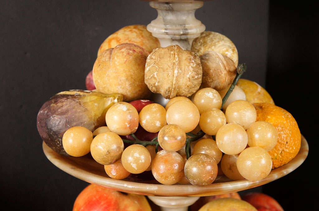 A Fine Collection of Carved & Painted Marble Fruit with Compotes 2