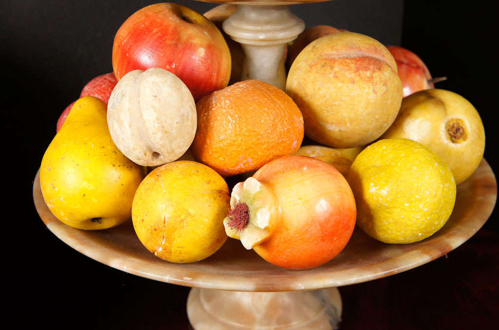 A Fine Collection of Carved & Painted Marble Fruit with Compotes 3