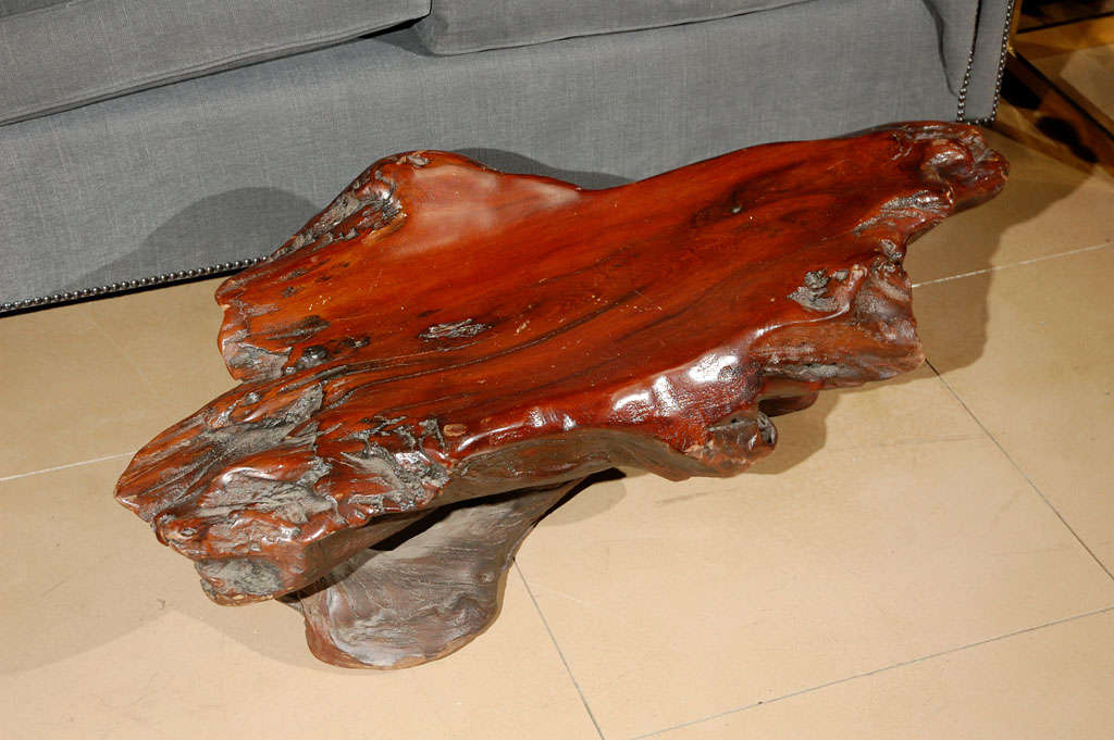 Redwood slab coffee table
