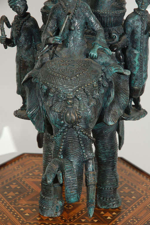 20th Century Maharajah on an Elephant Ride, Patinated Sculpture