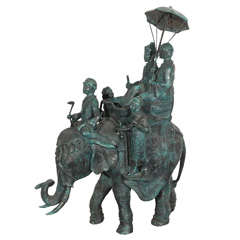 Maharajah on an Elephant Ride, Patinated Sculpture