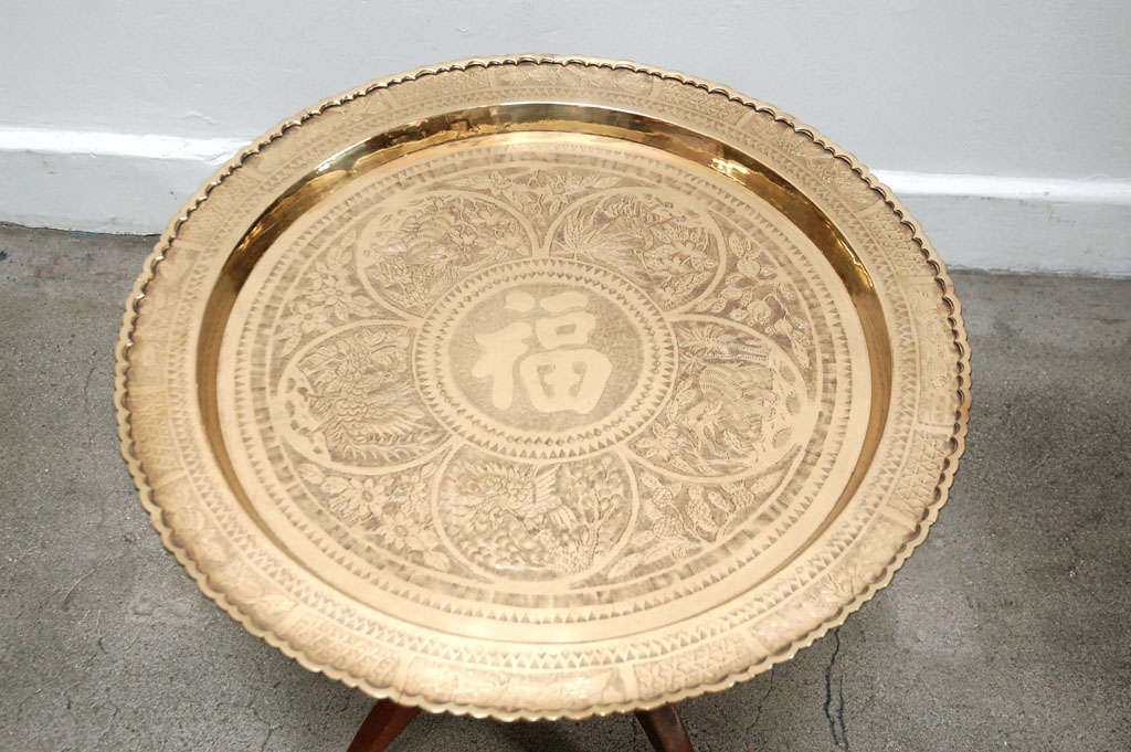 mid century brass tray table