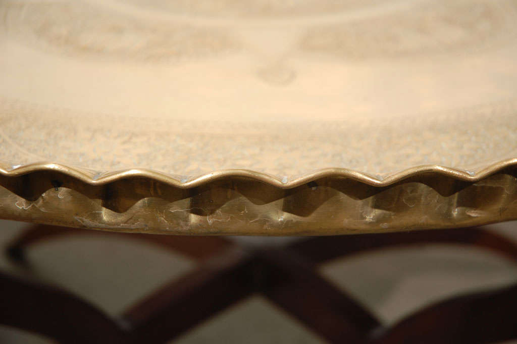 Mid-20th Century Middle Eastern, Moorish Brass Tray Table 36