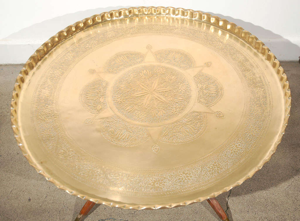 Middle Eastern, Moorish Brass Tray Table 36