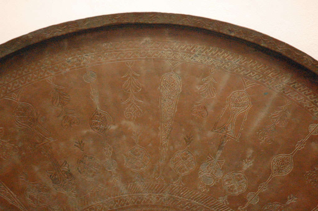 Middle Eastern Persian Bronze Round Tray 54