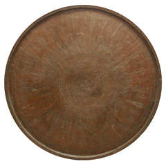 Used Middle Eastern Persian Bronze Round Tray 54" Diameter