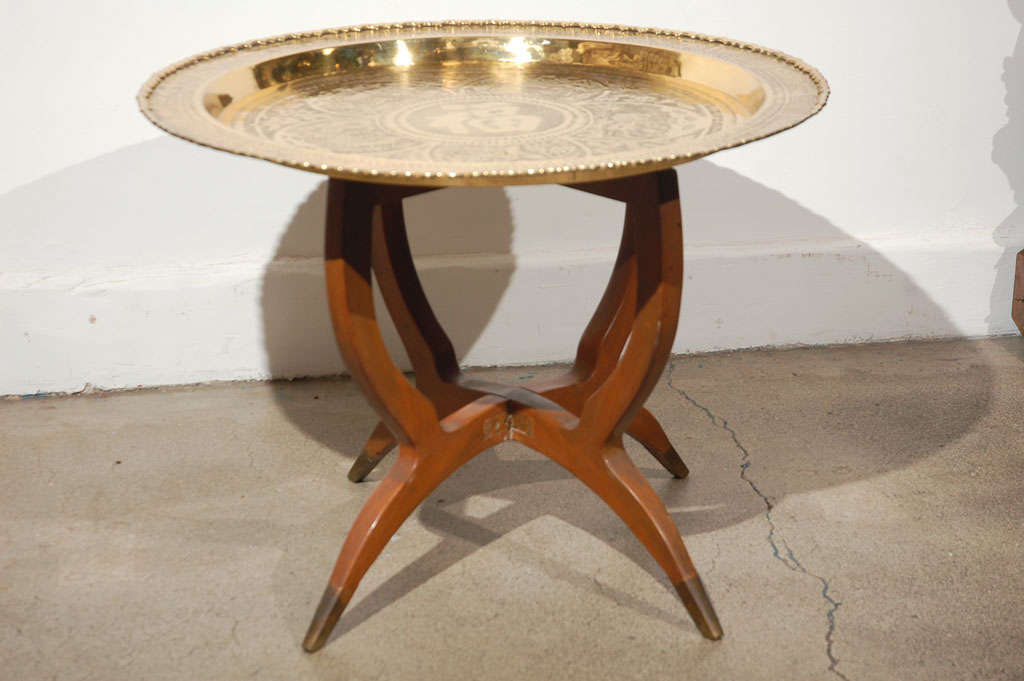 Mid Century Vintage Brass Tray Table, 24" D. at 1stDibs antique brass