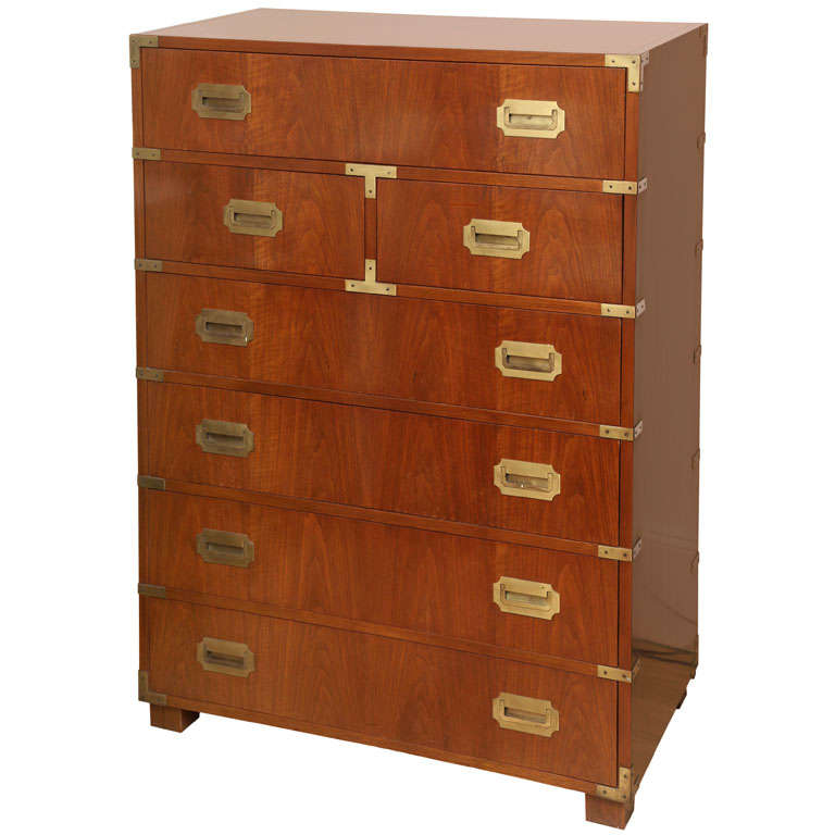 Campaign Style Chest of Drawers For Sale