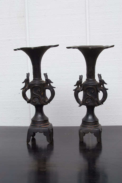 Pair of Ming Dynasty Bronze Candlesticks