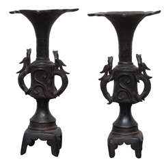 Antique Pair of Ming Dynasty Bronze Candlesticks