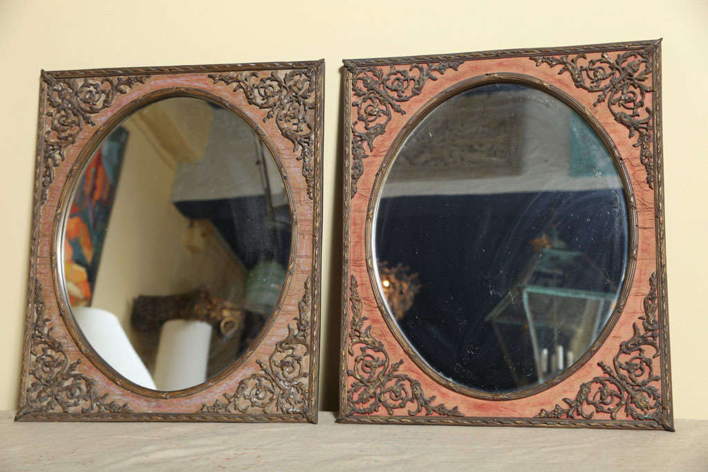 Elegant Pair of Bronze Victorian Mirrors