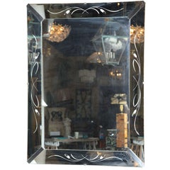 Decorative Etched Art Deco Mirror