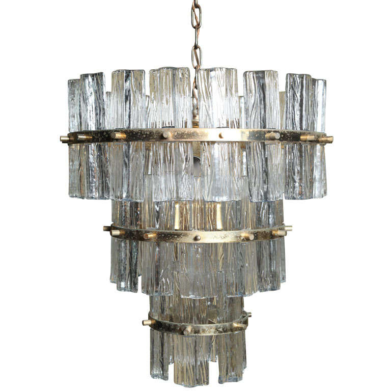 Beautiful Glass and Brass Chandelier at 1stDibs