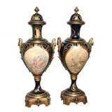 Monumental Pair of Sevres Porcelain Vases