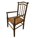 1900's French Faux Bamboo Beech & Cherrywood Armchair