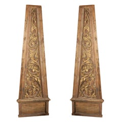 Antique Pair of 19th C. Carved  Italian Architectural Panels