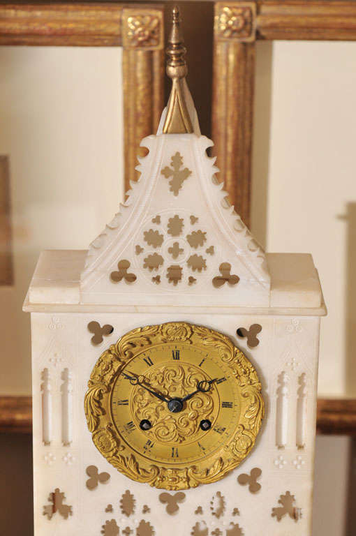19th Century Neoclassical French Marble Portico Mantle Clock 3