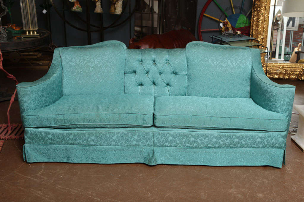 Beautifully detailed, 7 ft.long 1940's sofa with original upholstery.Would be fabulous recovered in a modern fabric.