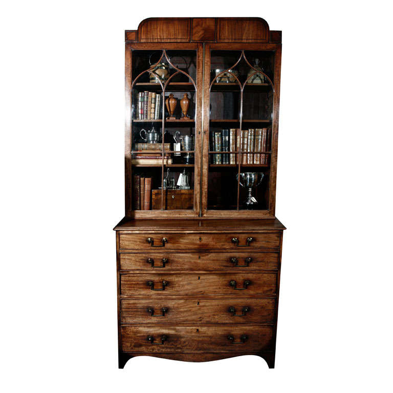 1840s English Mahogany Secretary Bookcase