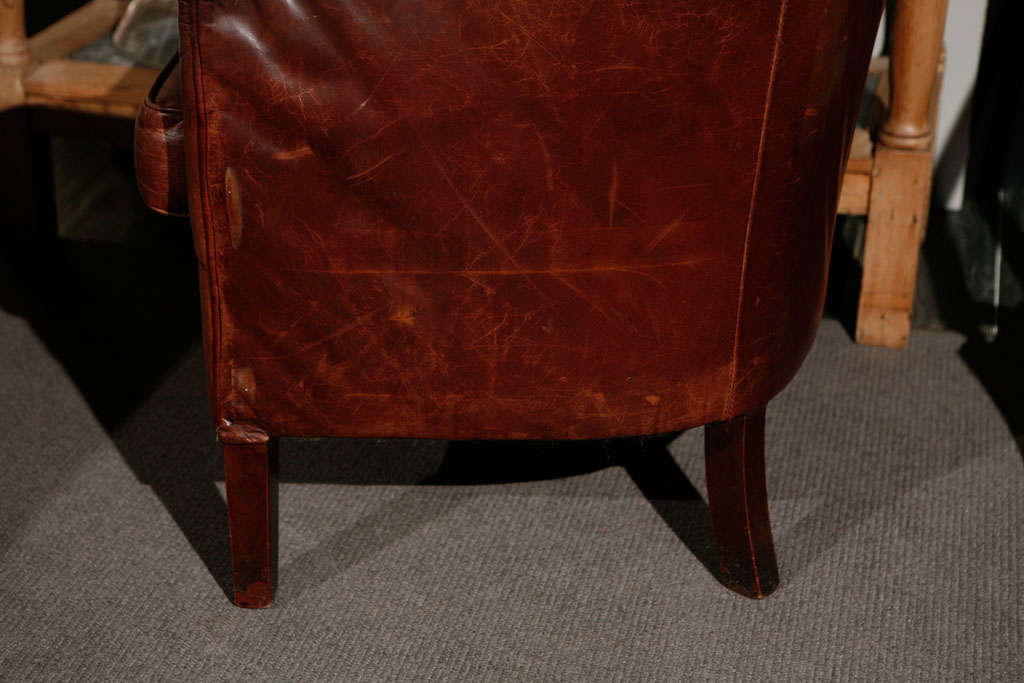 Pair of French Leather Arm Chairs, Circa 1900 2