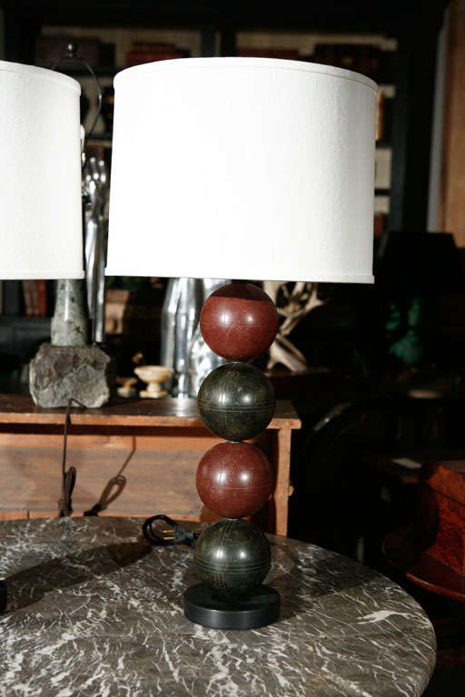 Pair of English Bocce Balls as Lamps, Circa 1900 3