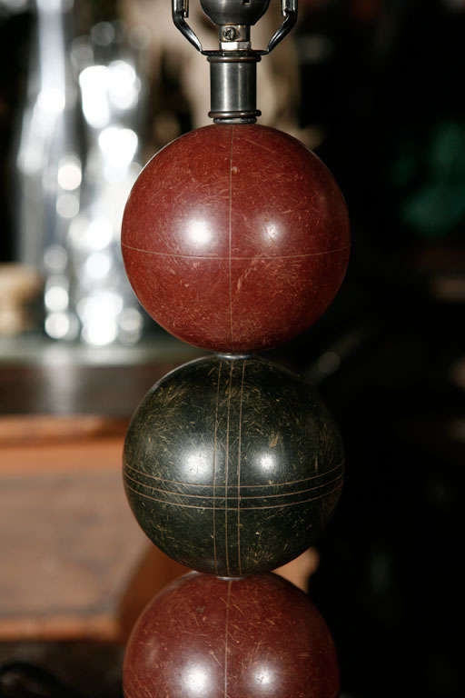 20th Century Pair of English Bocce Balls as Lamps, Circa 1900