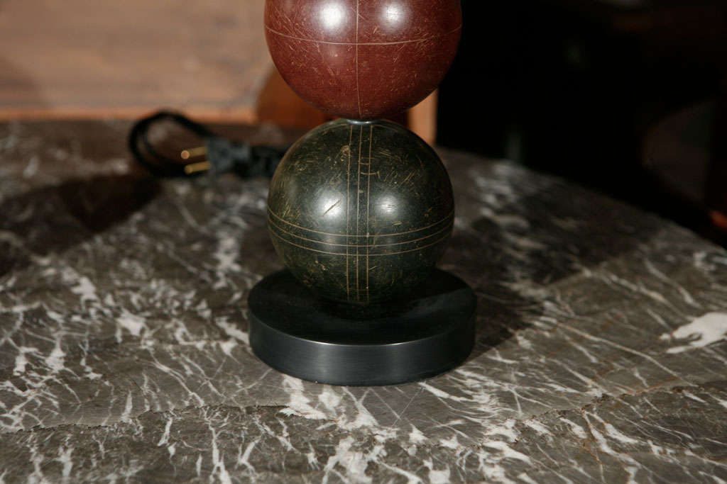 Pair of English Bocce Balls as Lamps, Circa 1900 1