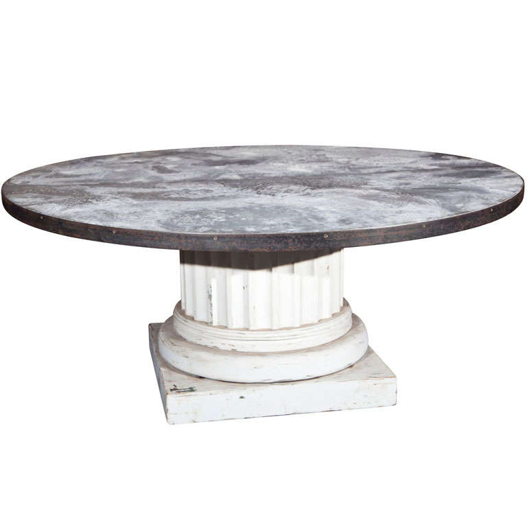 Round Zinc Top Table For Sale at 1stDibs