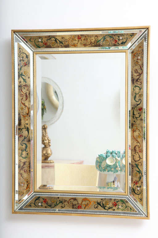 French Reverse Painted Mirror