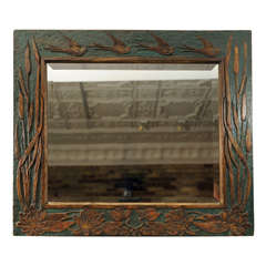 Arts And Craft Carved Oak Mirror