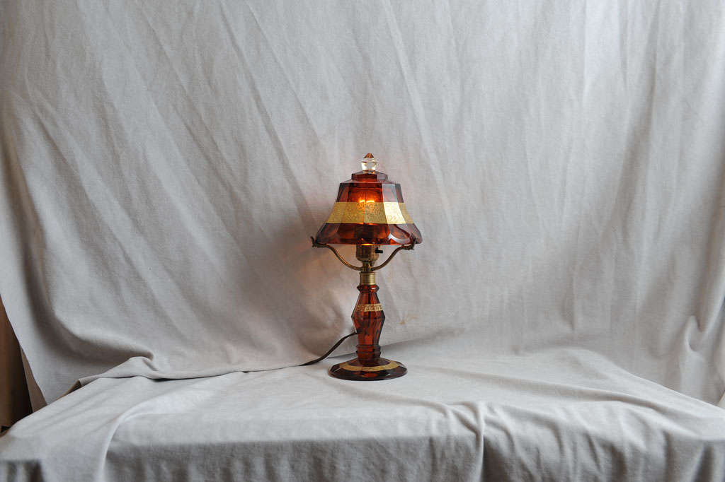 Czech Bohemian Glass Boudoir Lamp