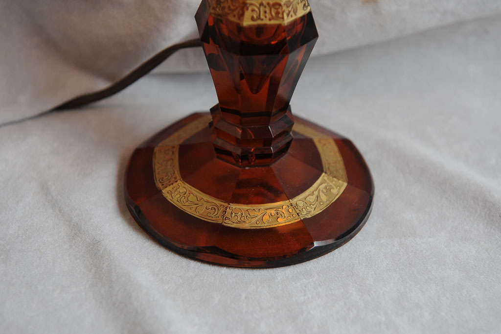 Bohemian Glass Boudoir Lamp In Excellent Condition In Petaluma, CA
