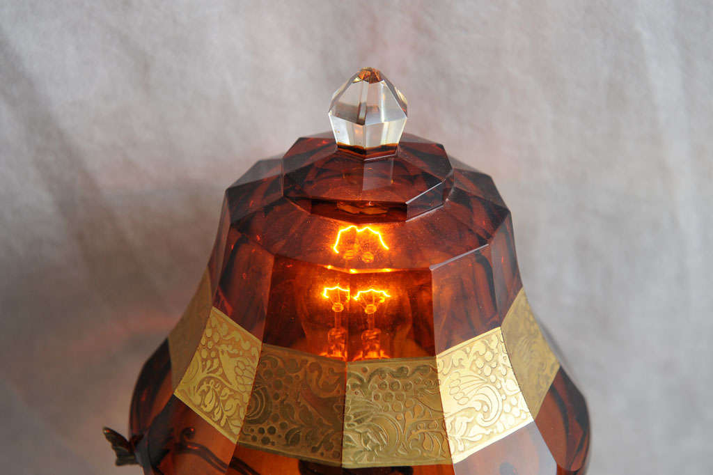 20th Century Bohemian Glass Boudoir Lamp