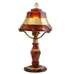 Antique Bohemian Glass Boudoir Lamp