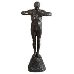Mostly Nude Large Strong Man Bronze "La Force"