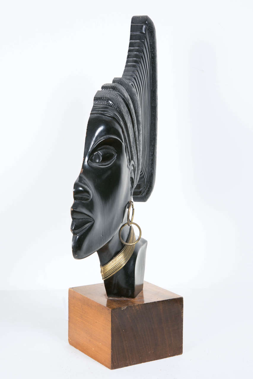 Carved Art Deco Profile of an African Woman, circa 1930