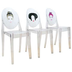 Set of Three Victoria Ghost Chairs Exclusively Designed by Philippe Starck